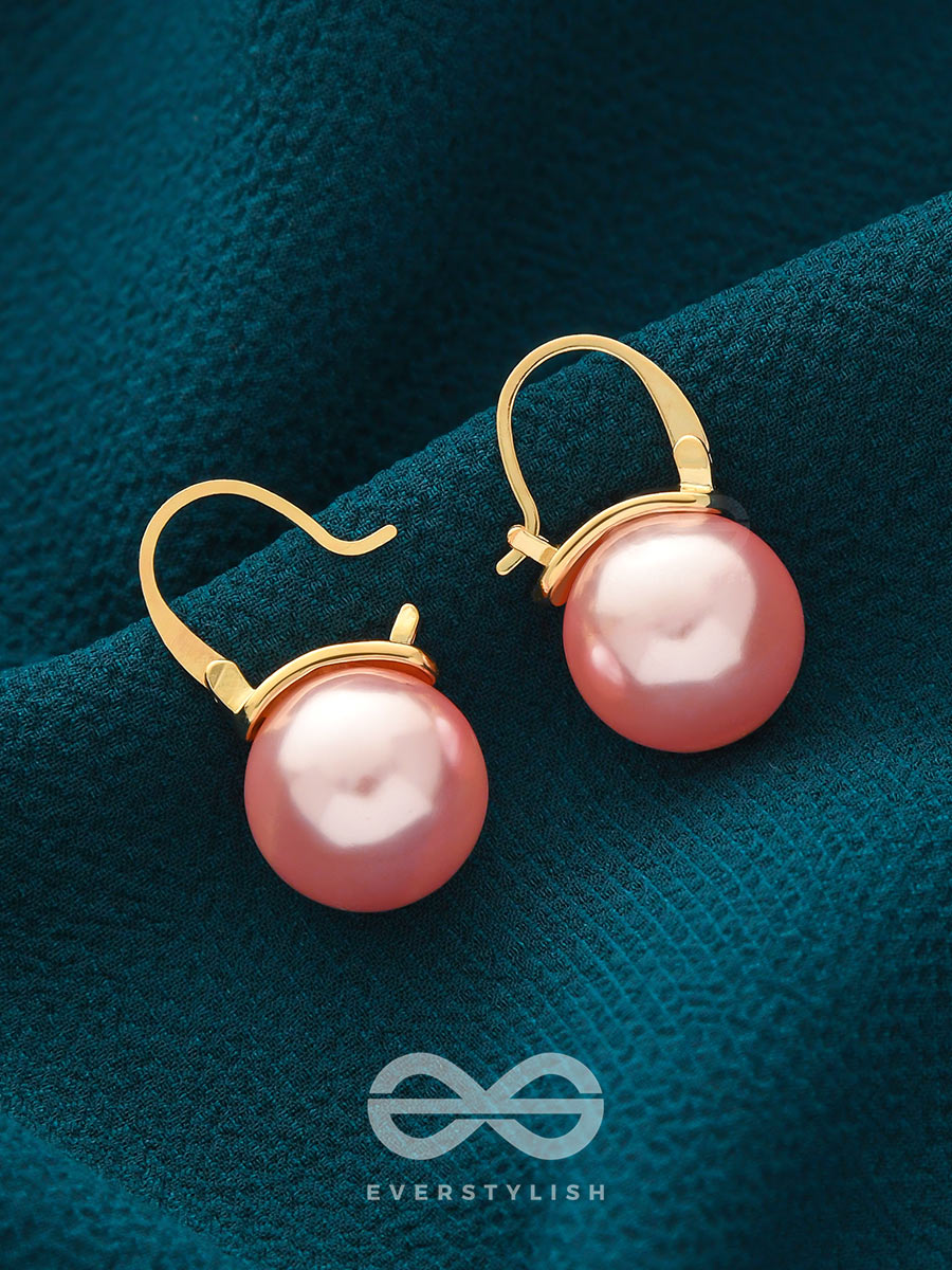 Tears Of Mermaid- Golden And Pink Pearl Earrings