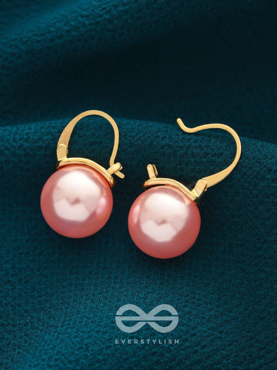 Tears Of Mermaid- Golden And Pink Pearl Earrings