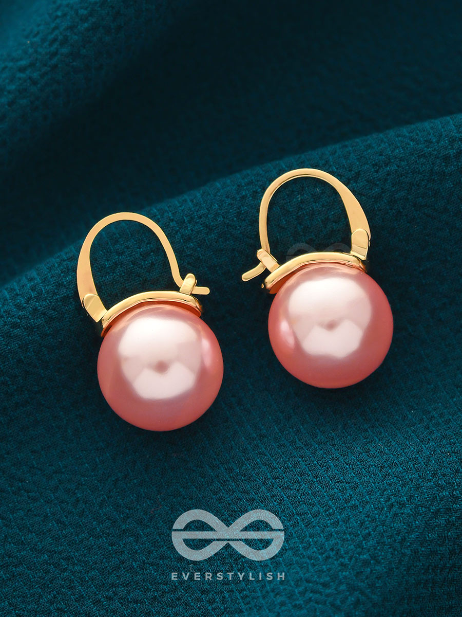 Tears Of Mermaid- Golden And Pink Pearl Earrings
