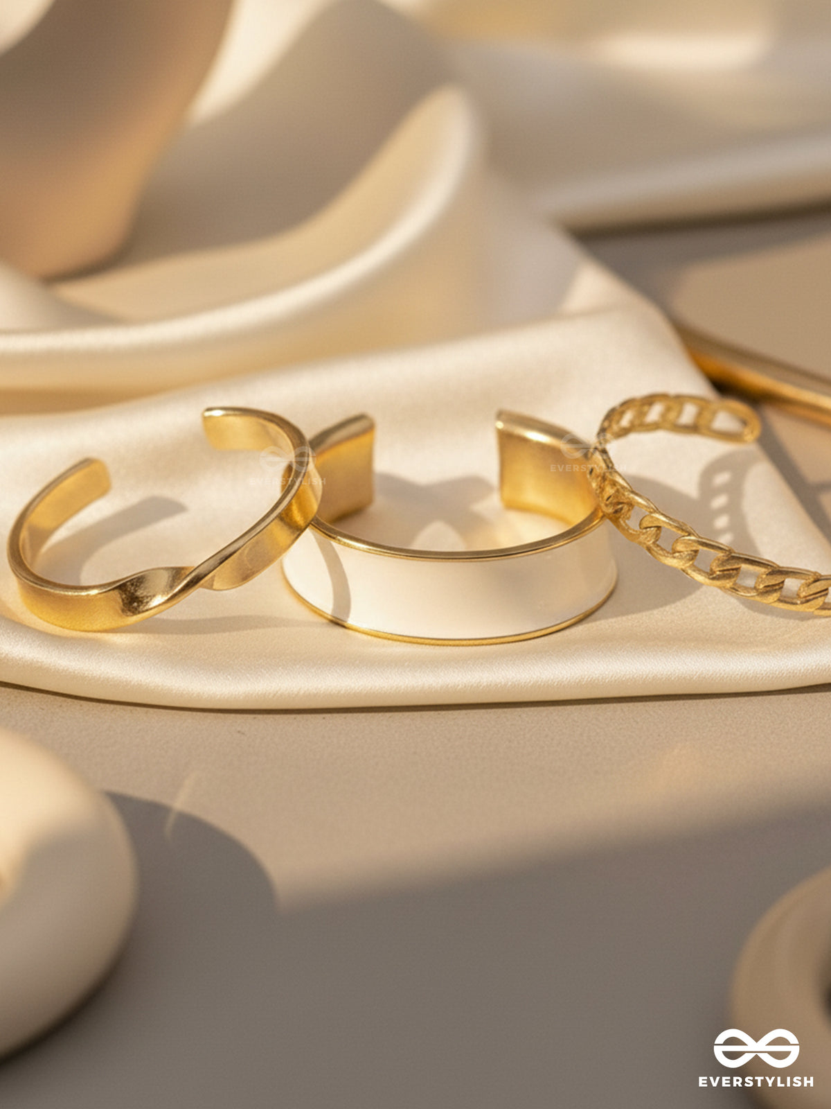 Three Cheers- Set Of Three White And Rose Gold Rings