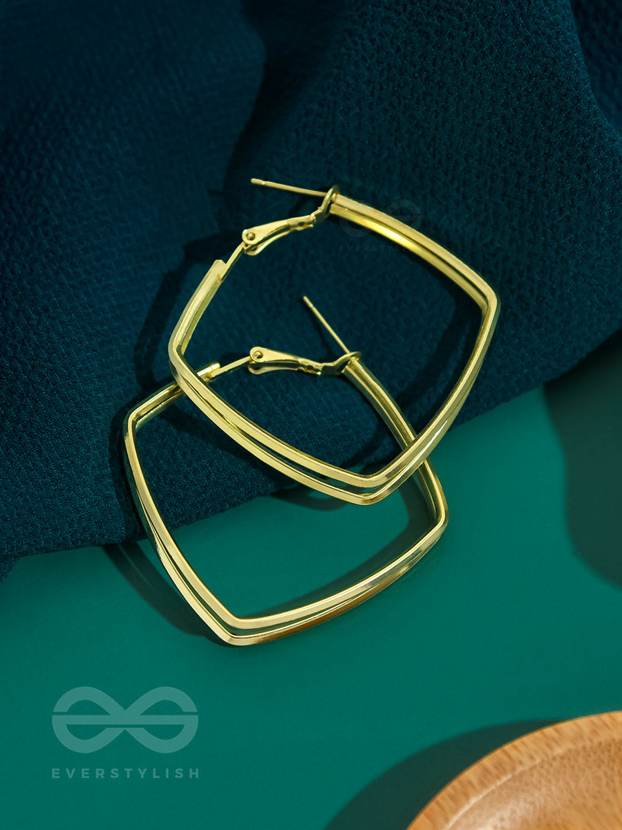 Fair N Square- Elegant Golden Hoops