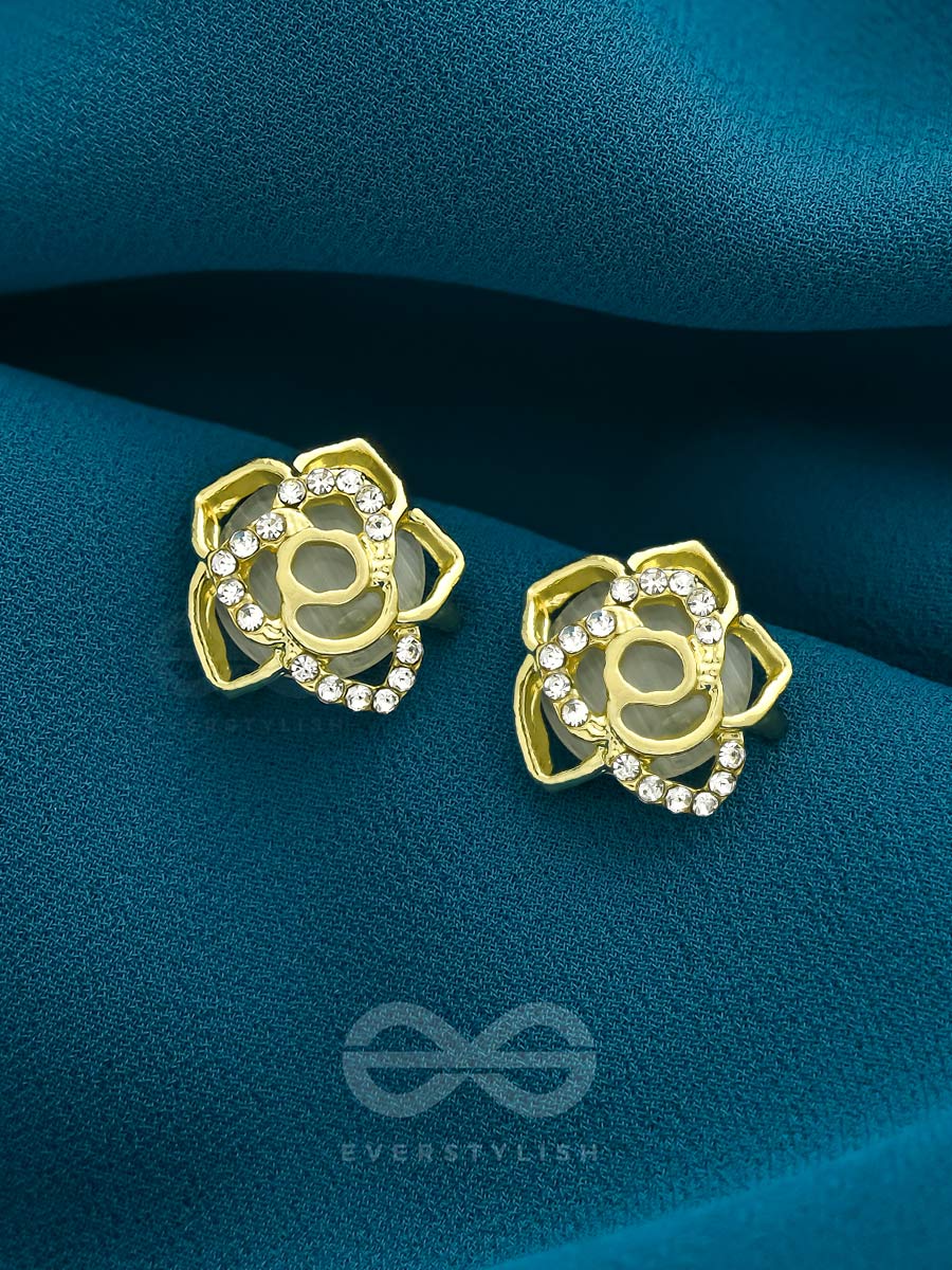 The Cherry Blossom- Golden Rhinestones Earrings