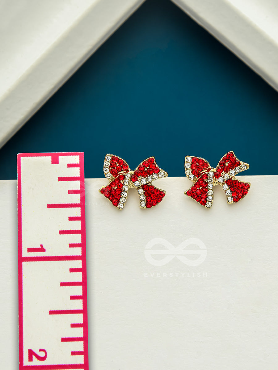 The Bond Of Passion- Golden Rhinestones Earrings (Ruby Red)
