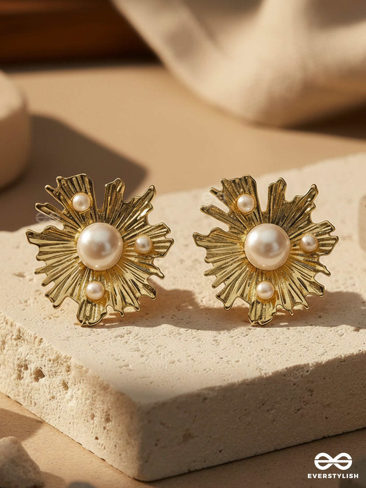 Pearl N Oyster- Golden Pearl Earrings