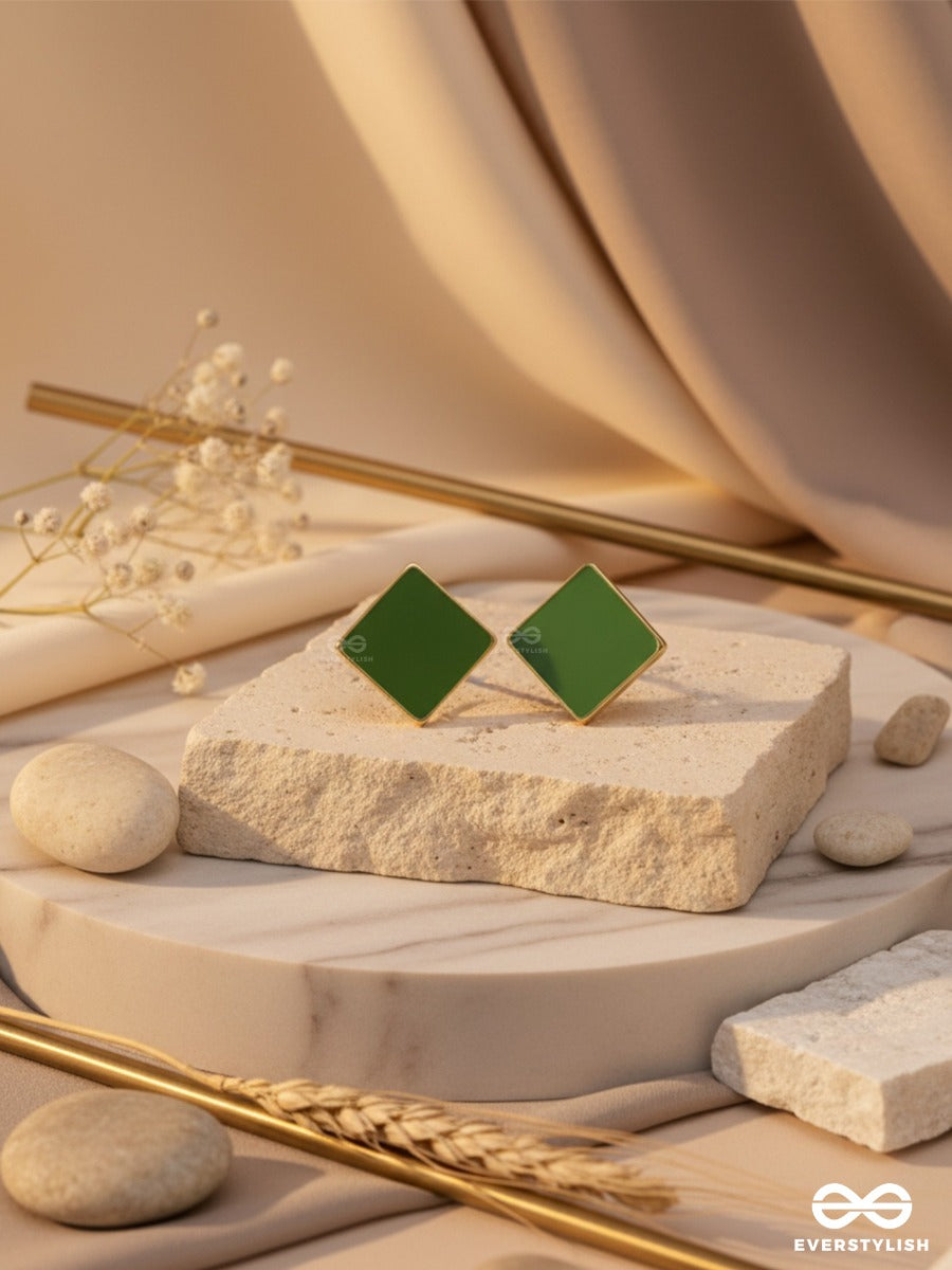 The Little Green Box- Green And Golden Earrings