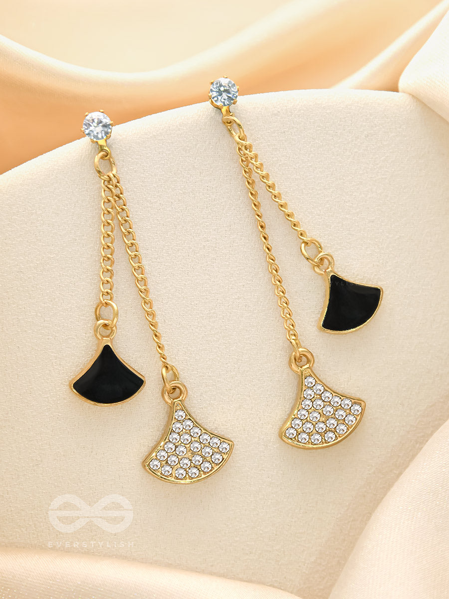 The Pendulum Effect- Black And Golden Earrings