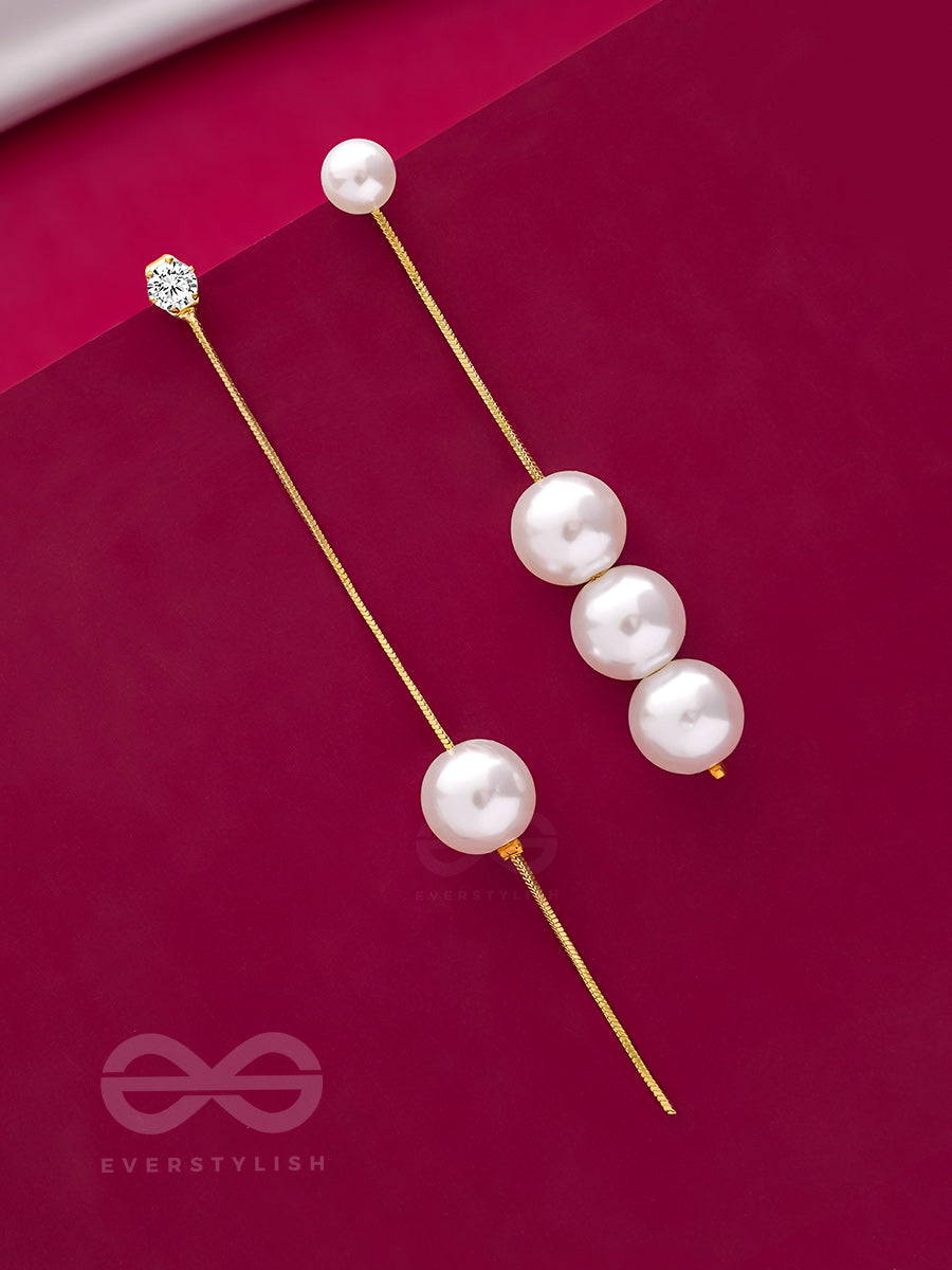 String-Of-Pearls- Golden Pearl Earrings