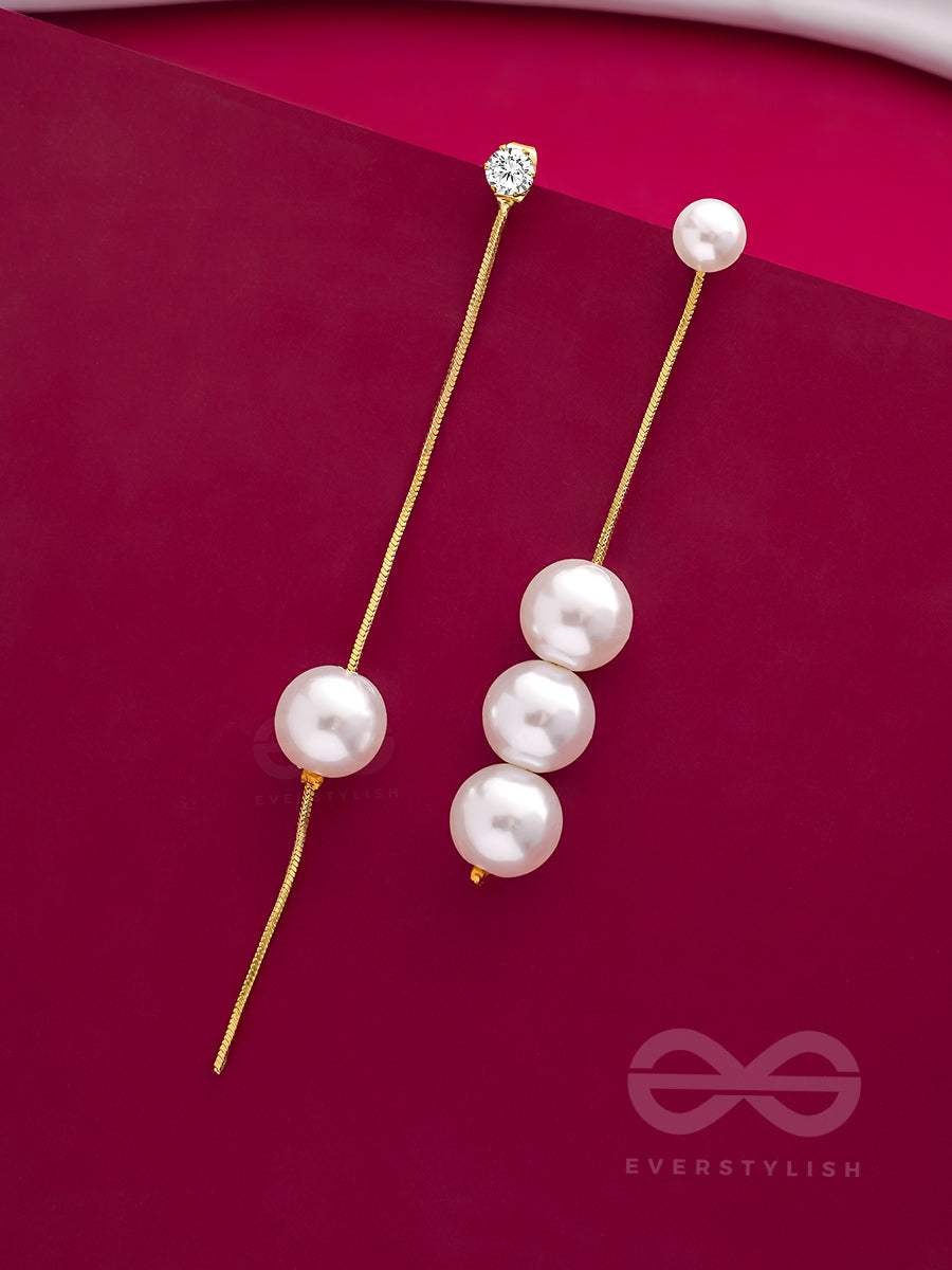 String-Of-Pearls- Golden Pearl Earrings