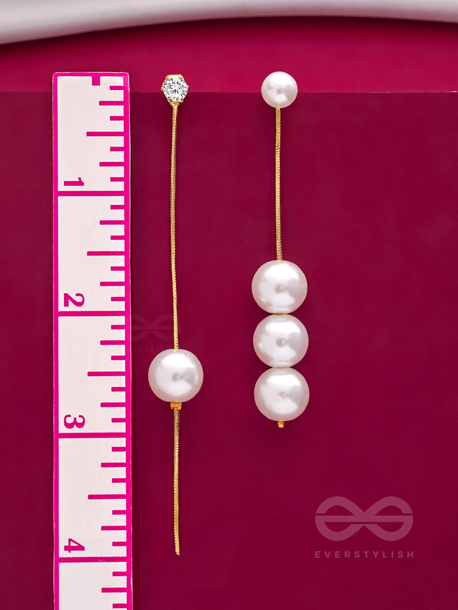 String-Of-Pearls- Golden Pearl Earrings