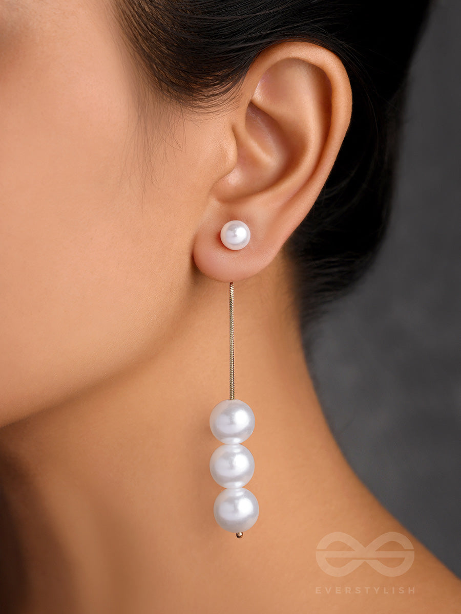 String-Of-Pearls- Golden Pearl Earrings