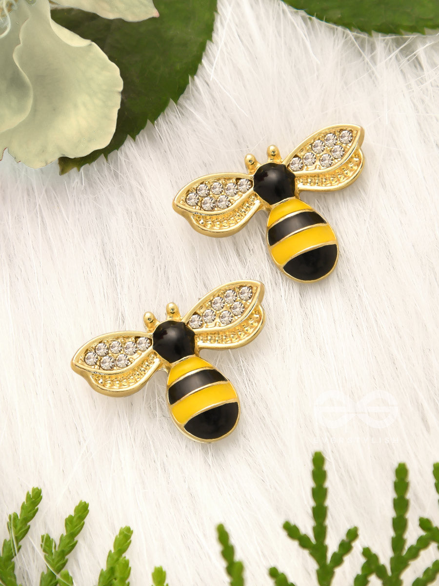 The Busy Bee- Golden Rhinestones Earrings