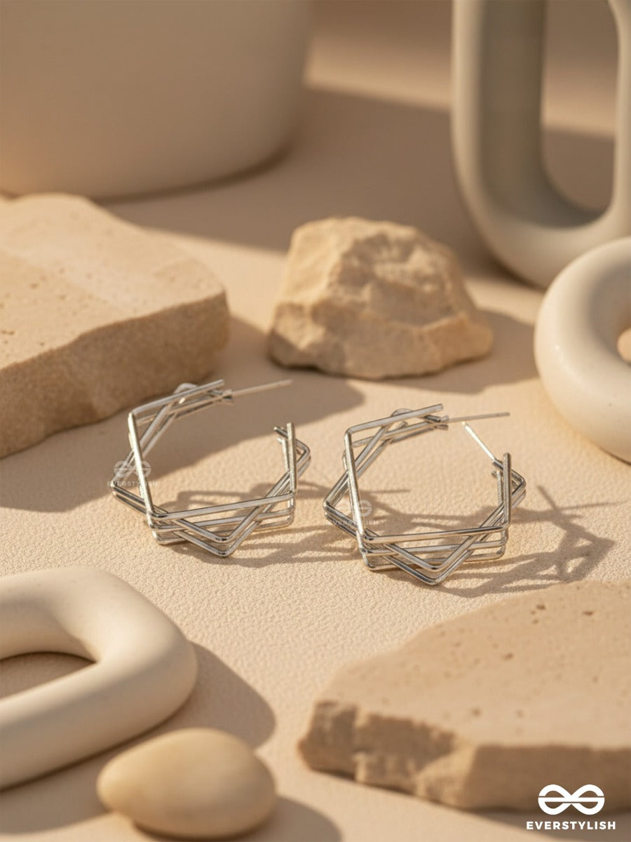 The Jumbled Squares- Chic Silver Earrings