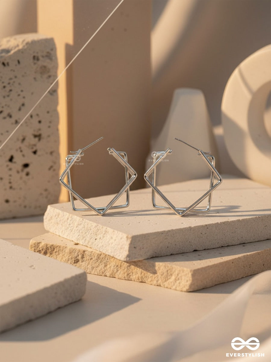 The Jumbled Squares- Chic Silver Earrings