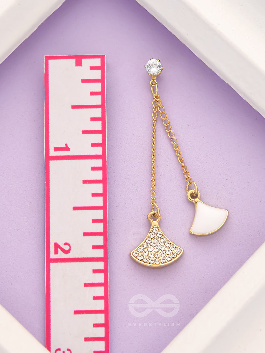 The Pendulum Effect- White And Golden Earrings