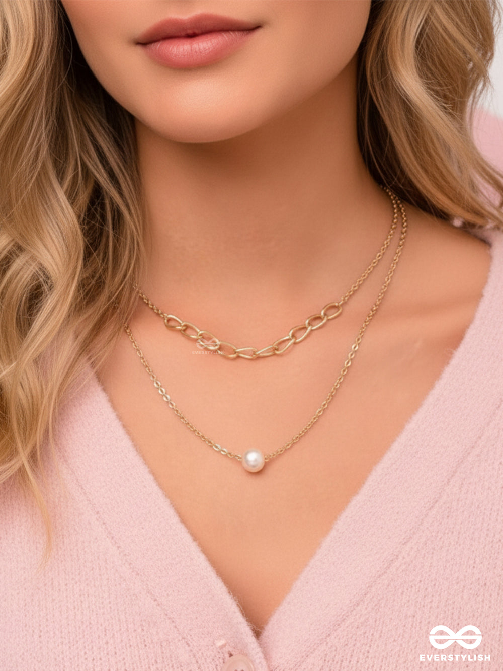 Bond Of Pearl- Golden Layered Necklace With Anti-Tarnish Coating