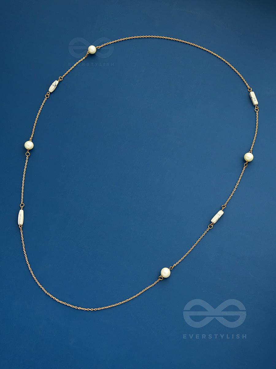 Pearls N Pebbles - Golden Pearl Necklace With Anti-Tarnish Coating