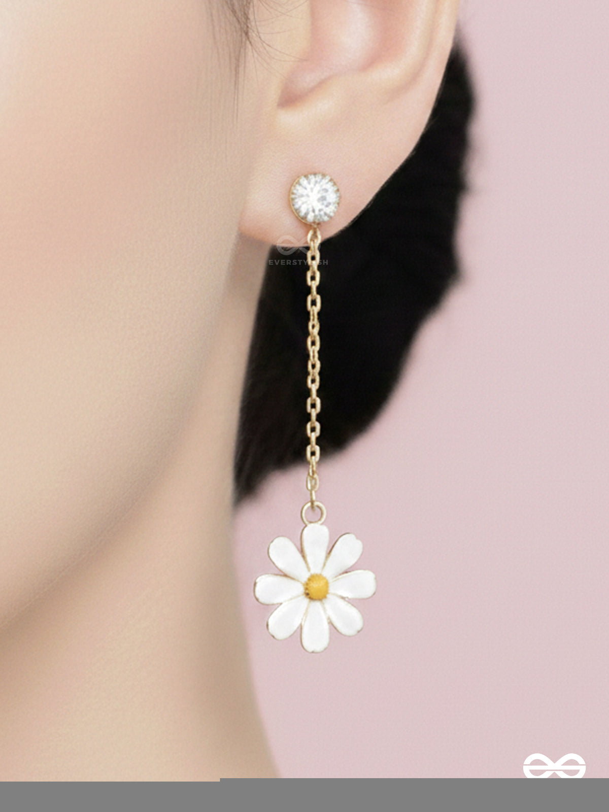 The Droopy Daisy- Golden Enameled Earrings