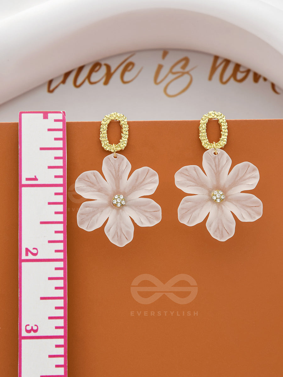 The Spring Blossom- White And Golden Earrings