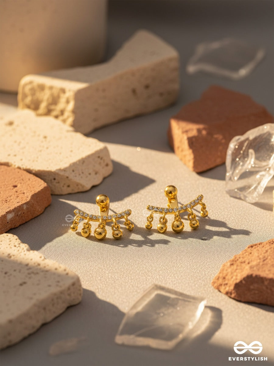 The Capsized Crown- Golden Rhinestone Ear Jackets
