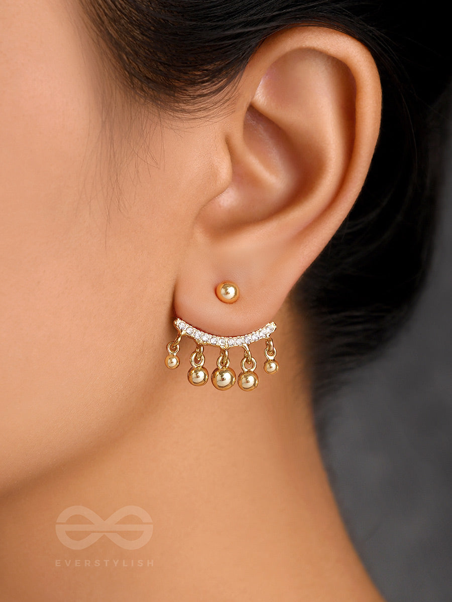 The Capsized Crown- Golden Rhinestone Ear Jackets