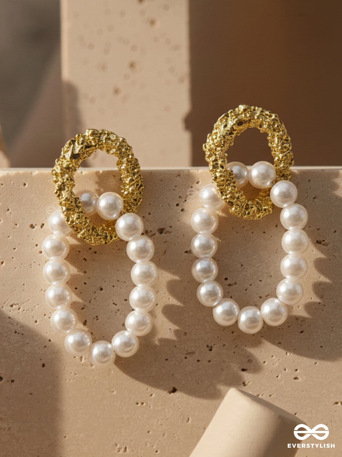 Sun N Moon- Golden Pearl Earrings