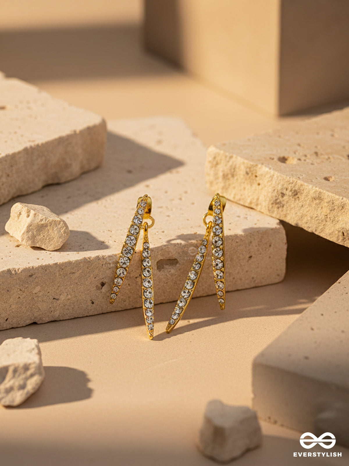 The Fall Of Grace- Golden Rhinestones Earrings