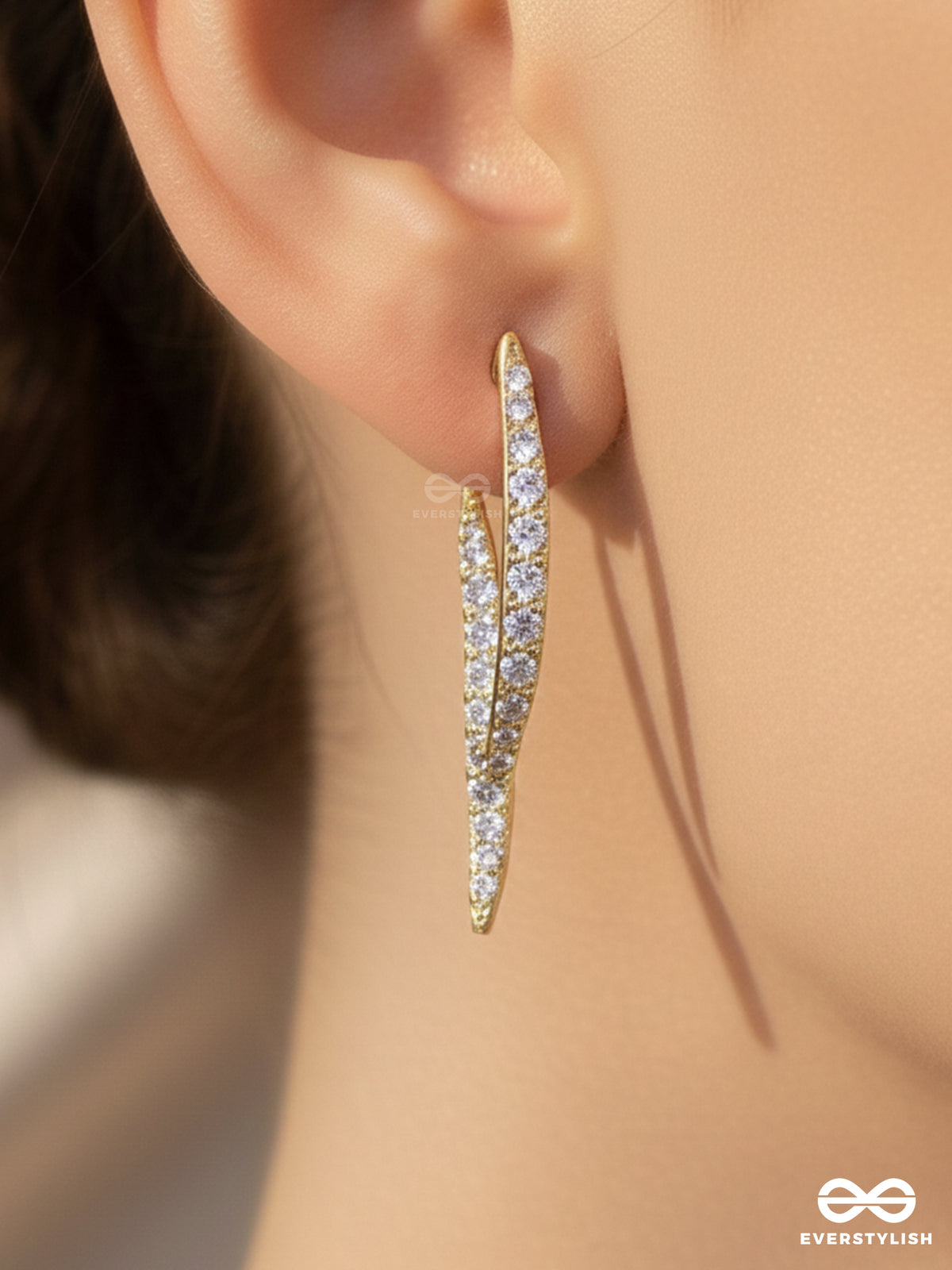 The Fall Of Grace- Golden Rhinestones Earrings