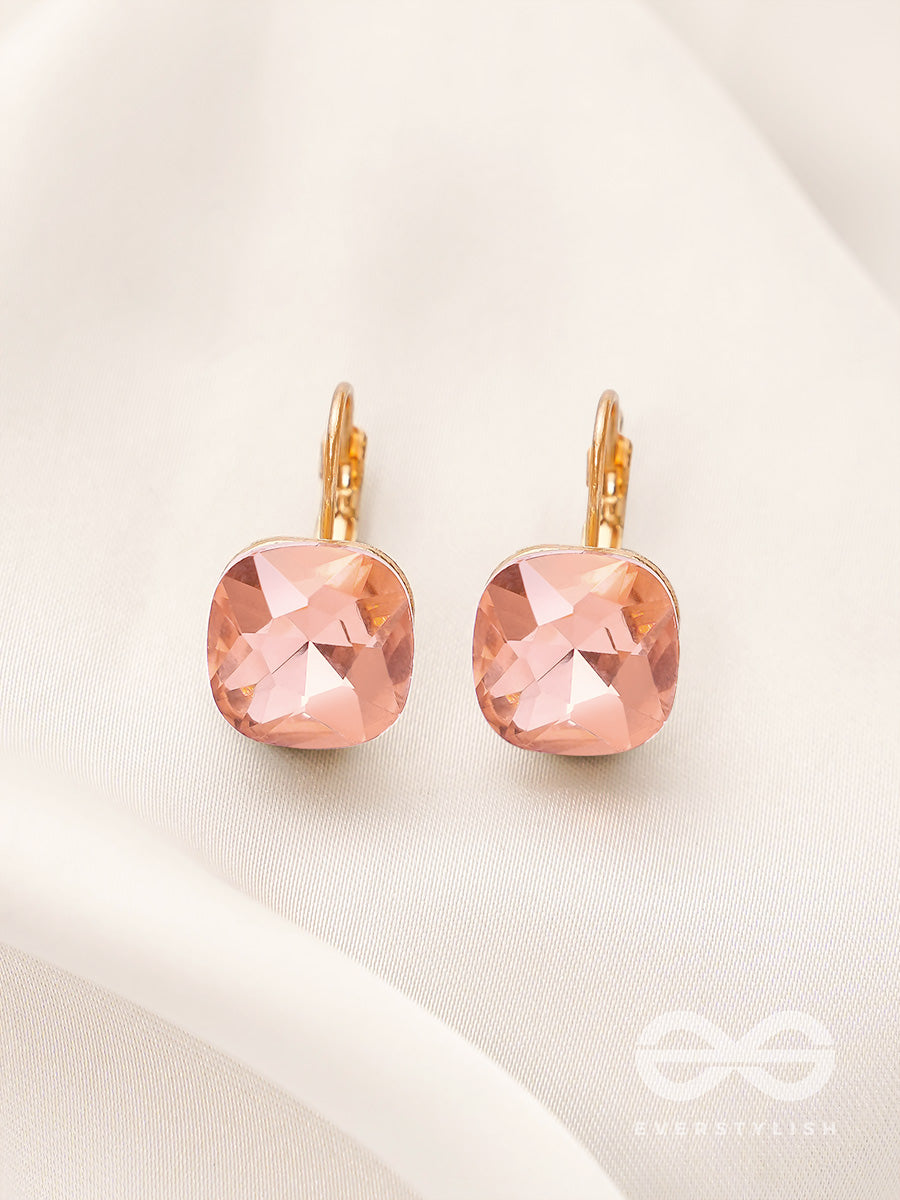 The Ice Cube- Crystal Golden Earrings (Rust)