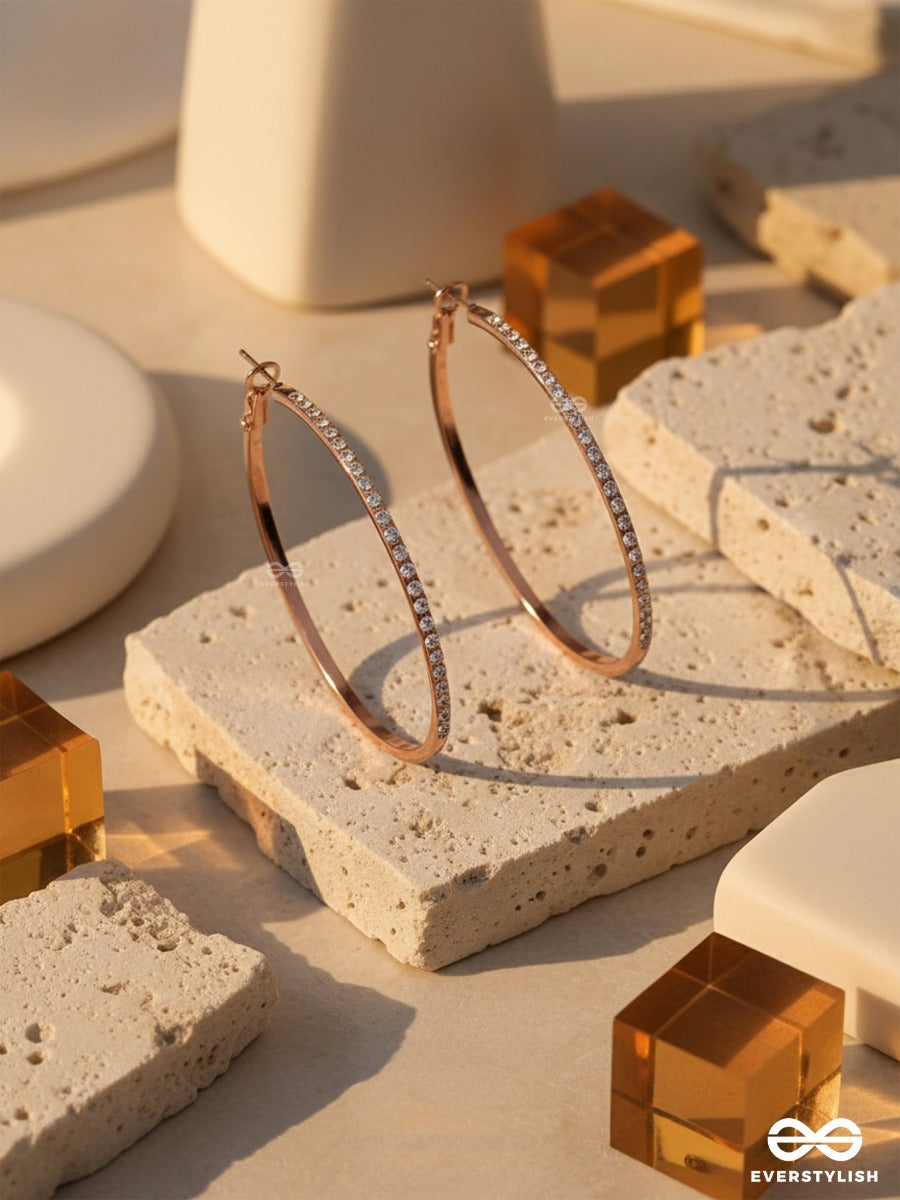 The Ring Of Light- Rose Gold Rhinestones Hoop Earrings