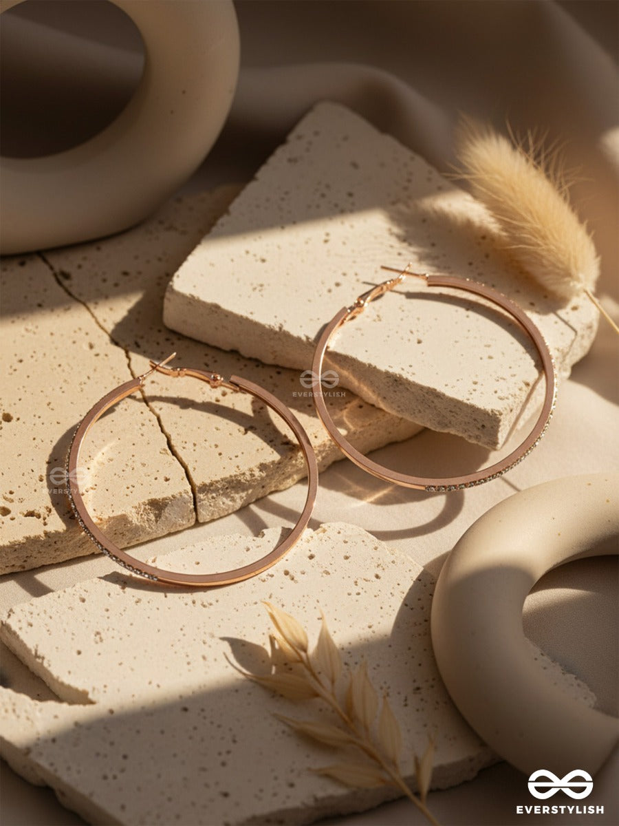 The Ring Of Light- Rose Gold Rhinestones Hoop Earrings