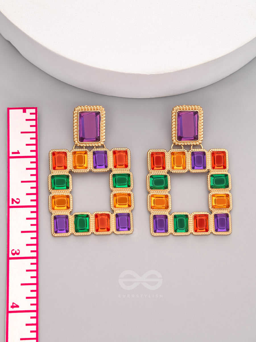 Sunshine N Rainbows- Golden Enamelled Earrings