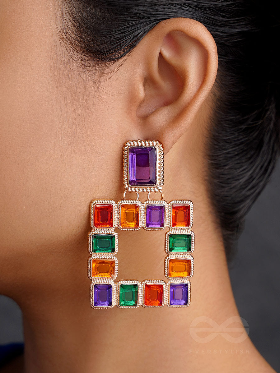 Sunshine N Rainbows- Golden Enamelled Earrings