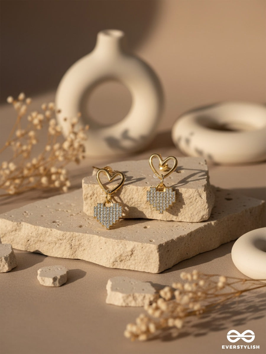 Heart-Eyes- Classy Golden Rhinestones Earrings