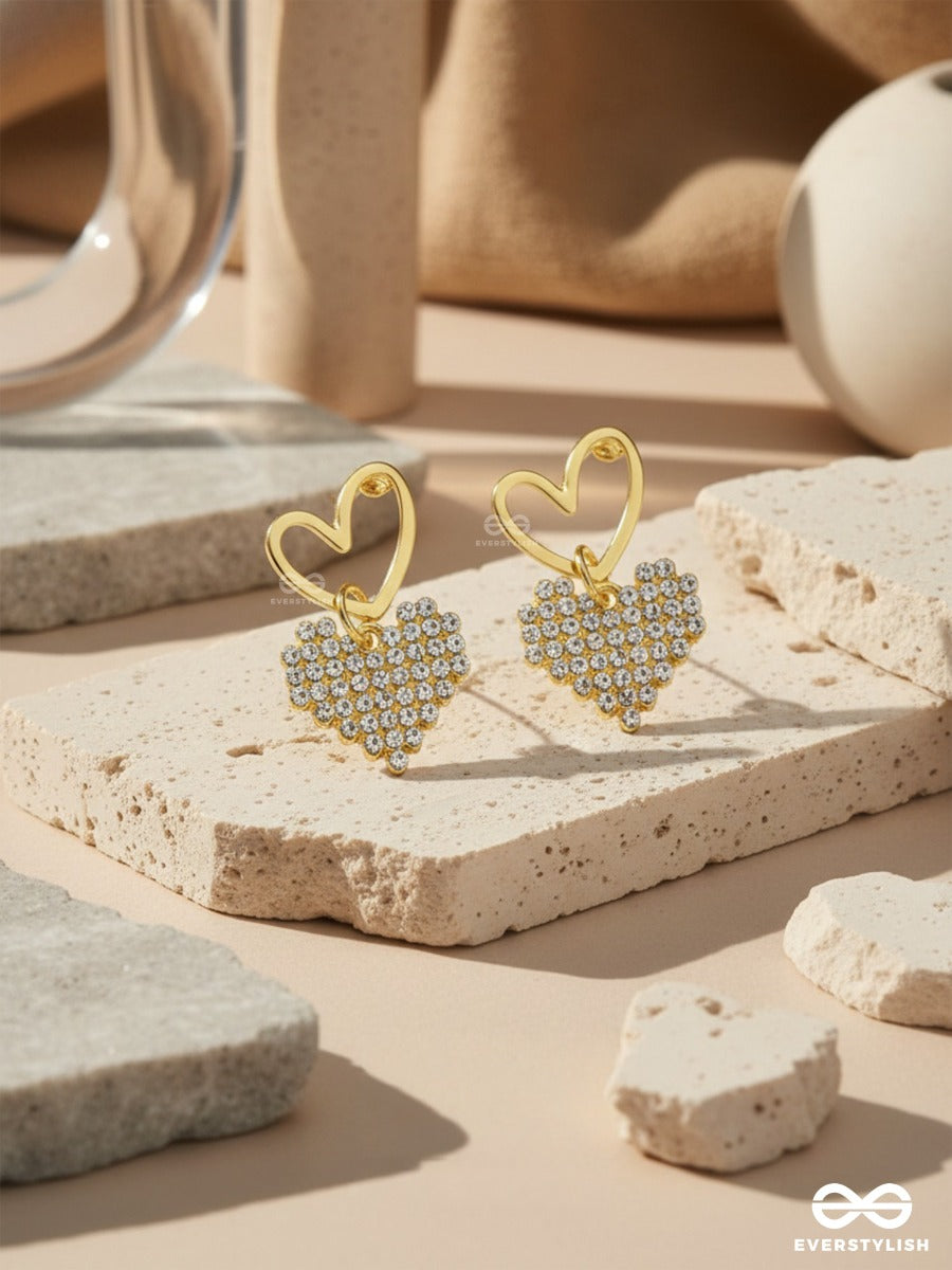 Heart-Eyes- Classy Golden Rhinestones Earrings