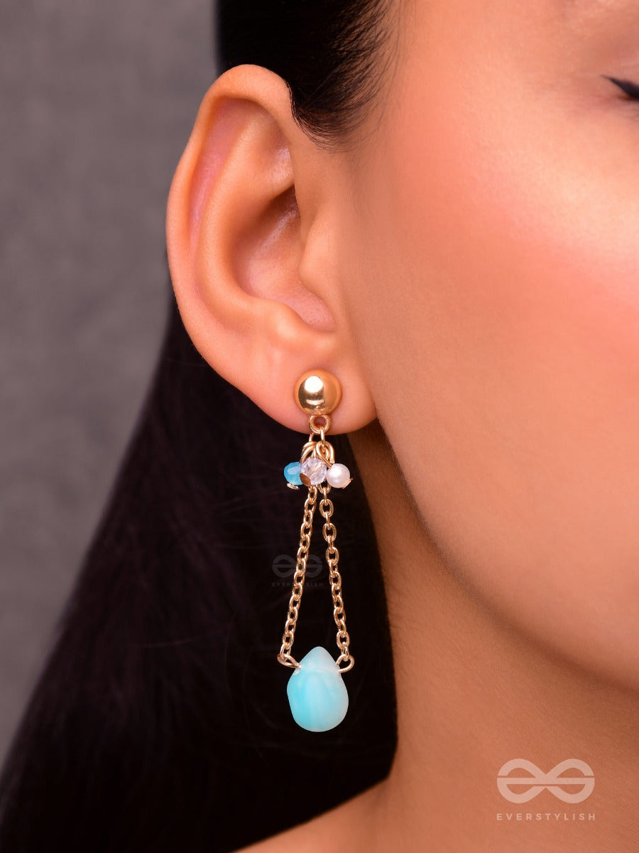 The Morning Mist- Blue And White Stone Golden Earrings