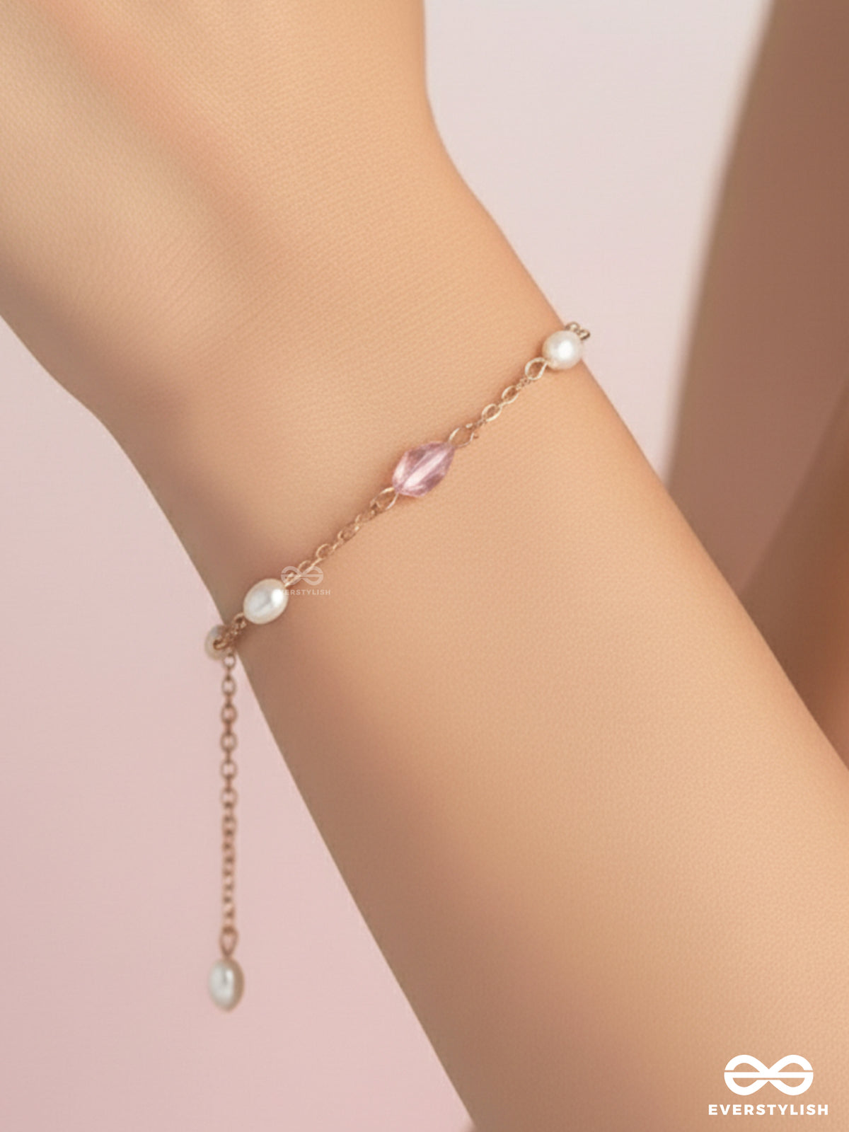 The Sunlit Beach- Pearls And Crystal Studded Golden Bracelet