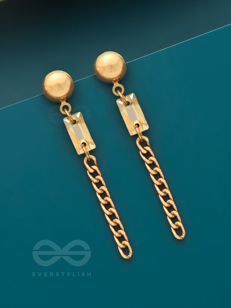 The Meteor Shower- Golden Crystal Earrings