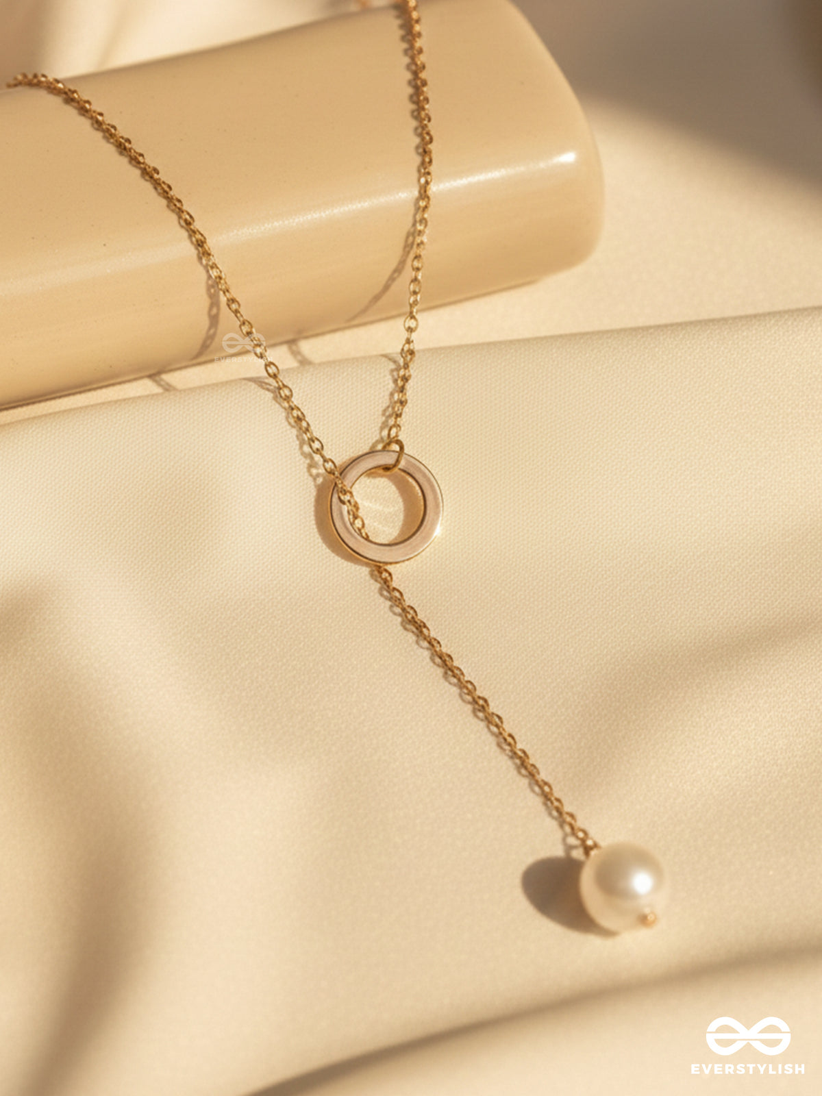 Drop-Down- Golden Pearl Necklace With Anti-Tarnish Coating
