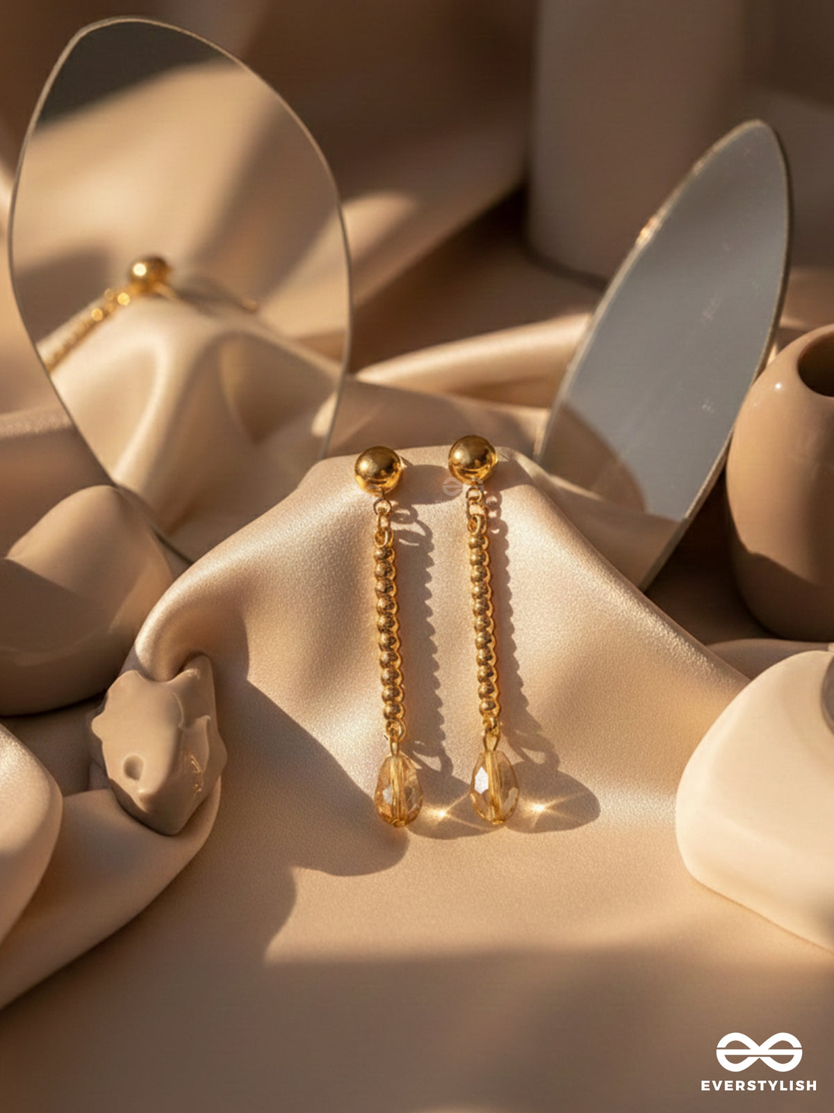 Tears Of Joy- Golden Crystal Beads Earrings