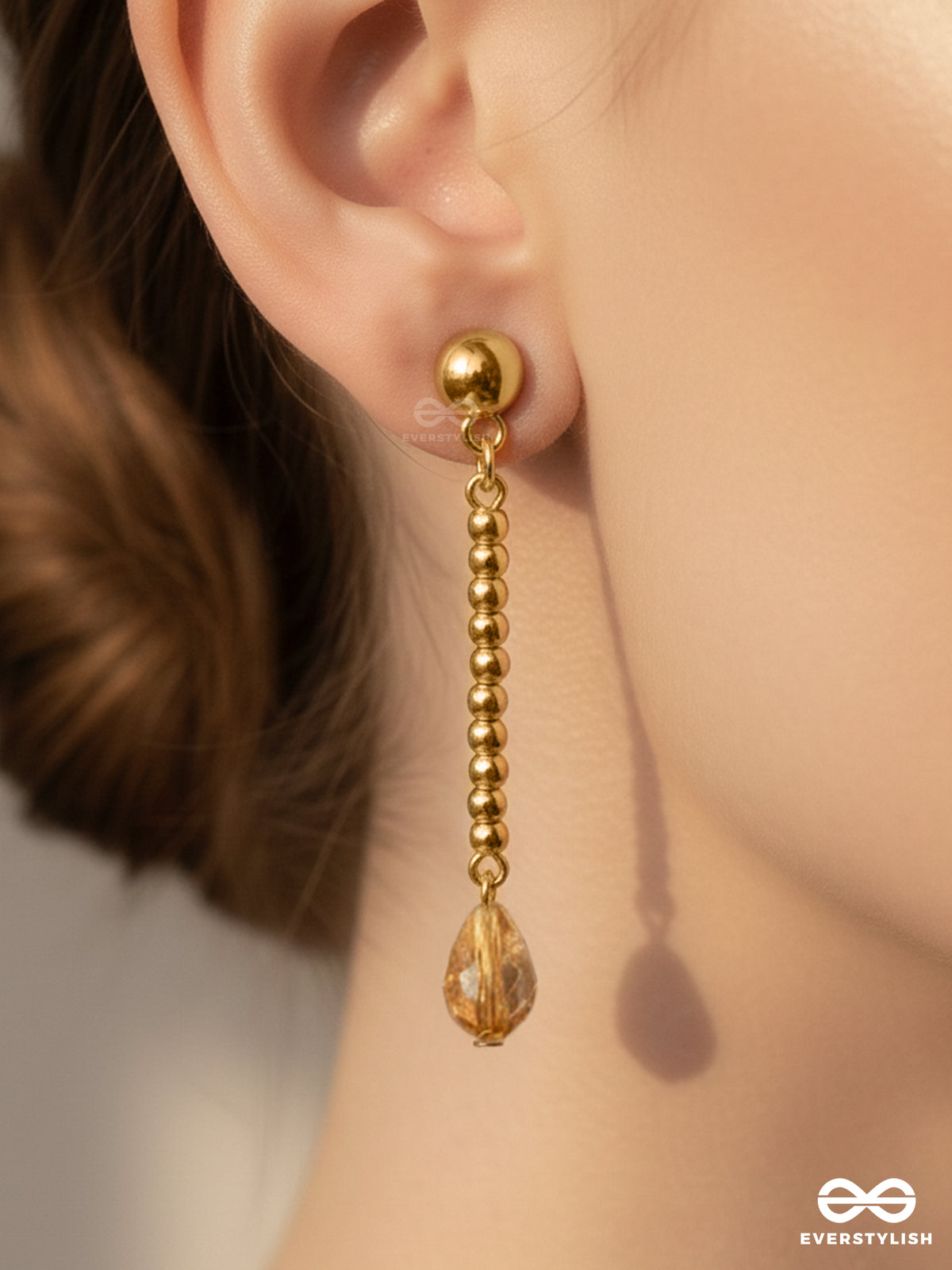 Tears Of Joy- Golden Crystal Beads Earrings