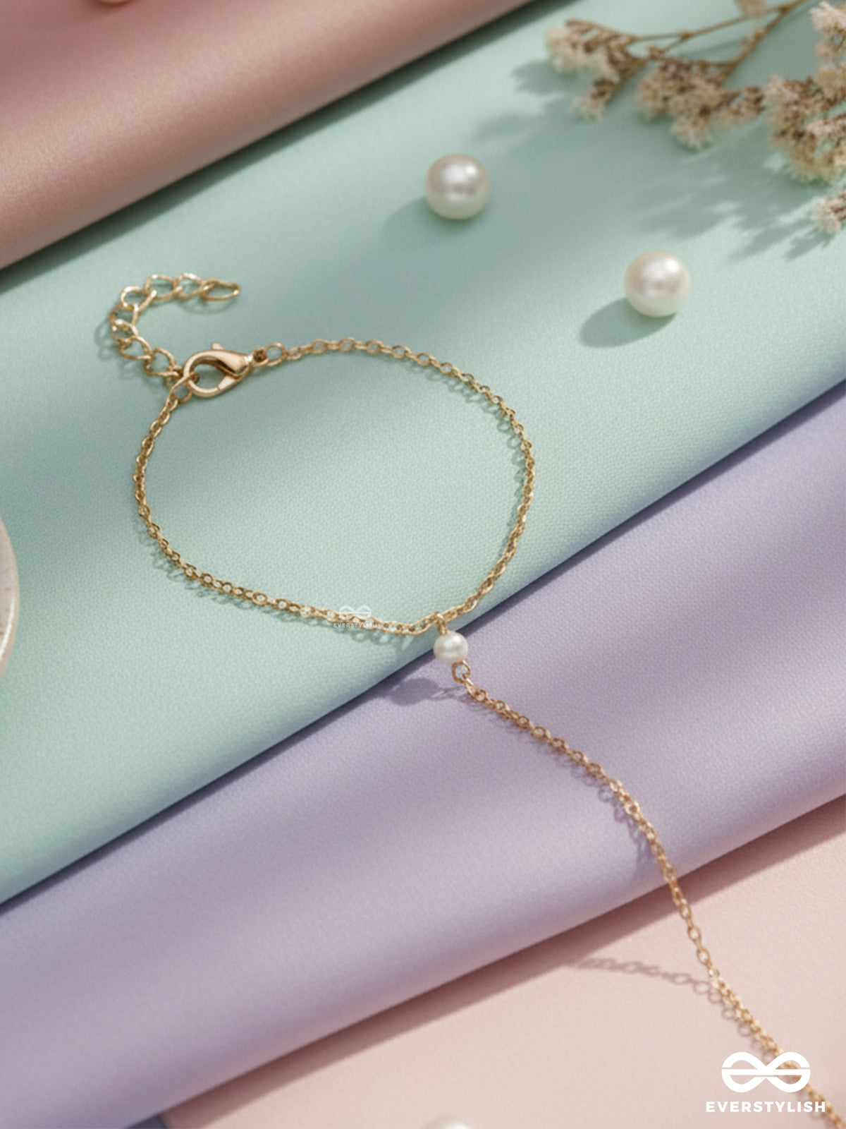 Pearl Around- Hand Harness Golden Pearl Bracelet