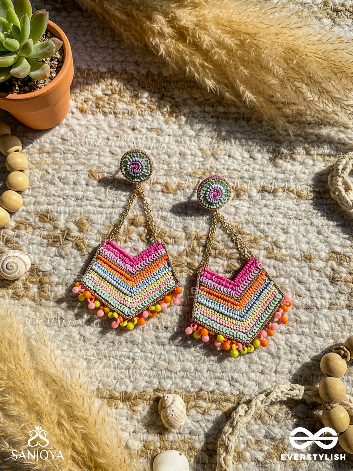 Idhant- The Luminous- Sequins And Beads Embroidered Earrings (Multicoloured)