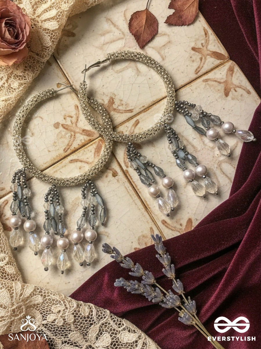 Ashmana- The Raining Cloud- Pearls And Beads Embroidered Earrings
