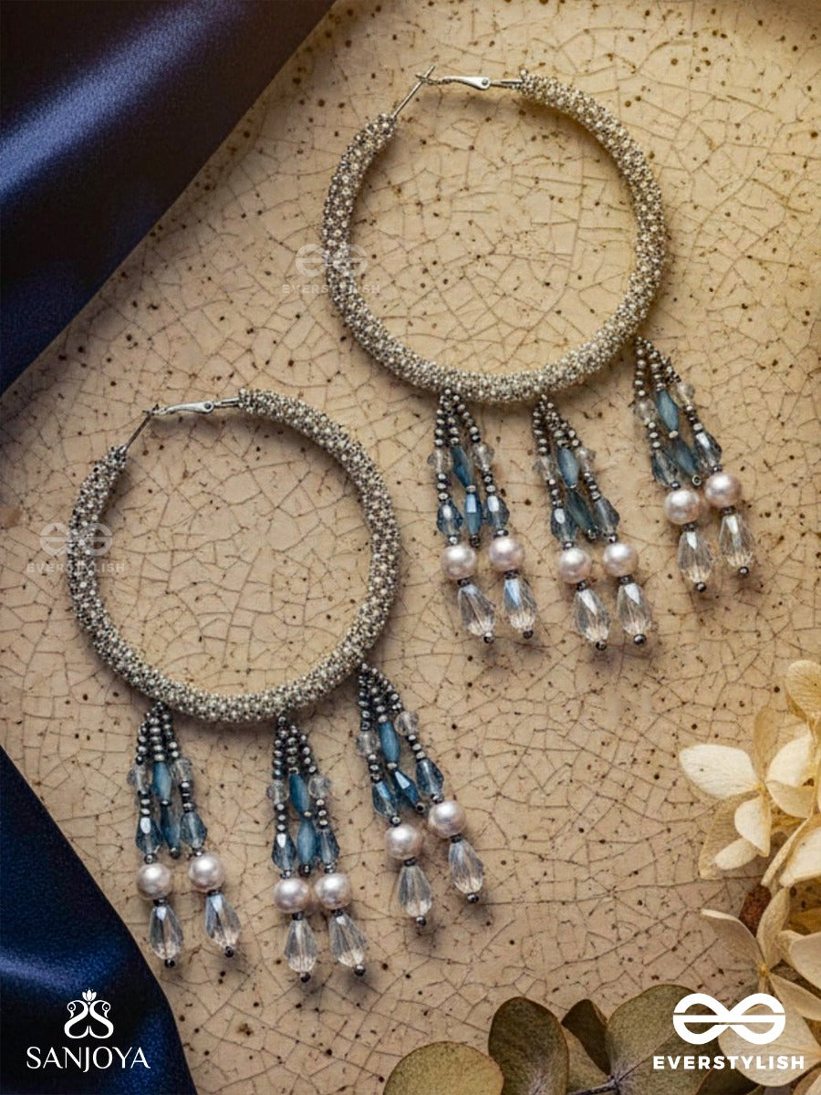 Ashmana- The Raining Cloud- Pearls And Beads Embroidered Earrings
