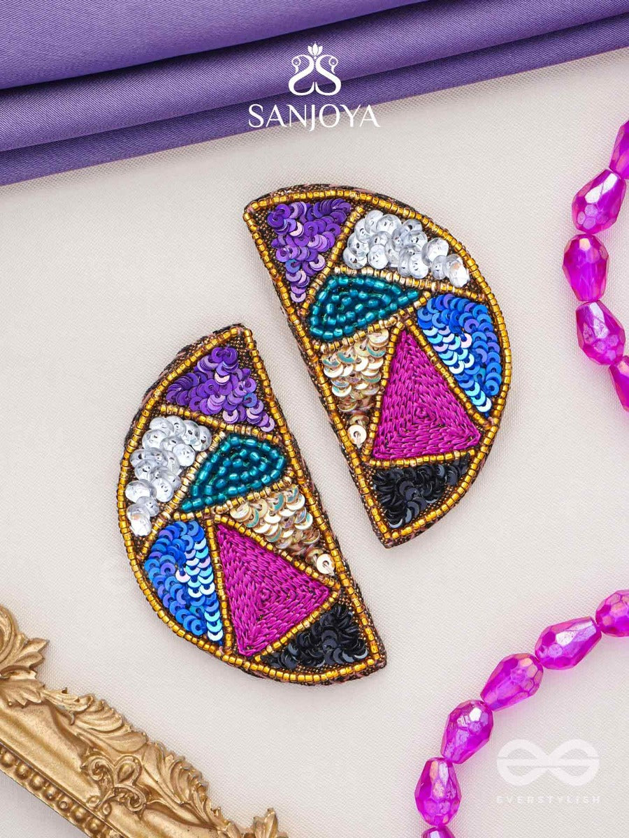 Ardhatta- The Alluring Halves- Sequins And Beads Embroidered Earrings (Multicoloured)