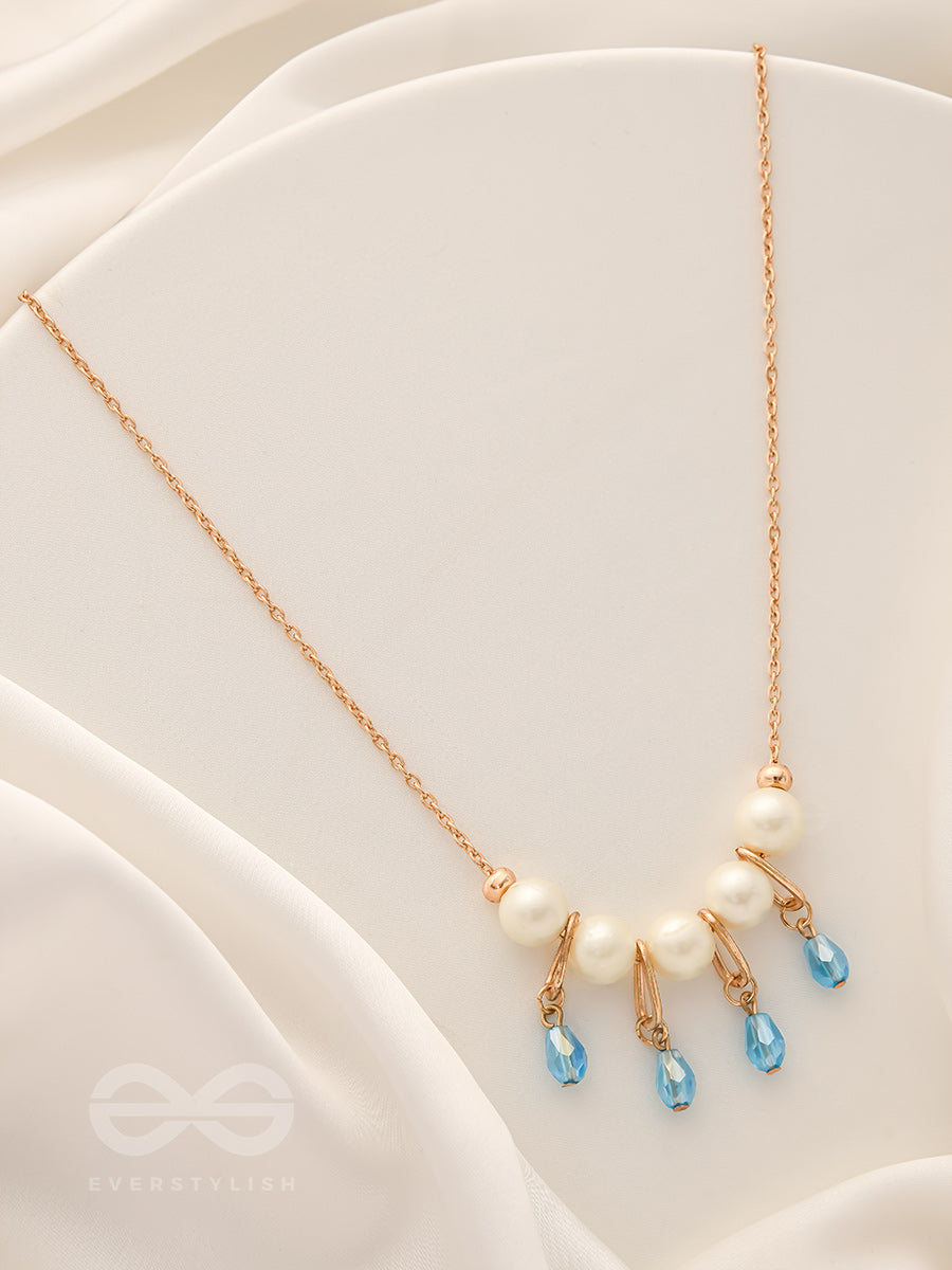 Celestial Showers- Golden Pearls And Beads Necklace