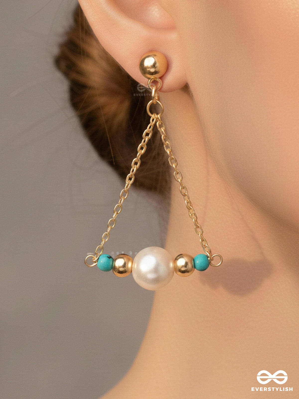 The Garden Swing- Golden Pearl And Bead Earrings