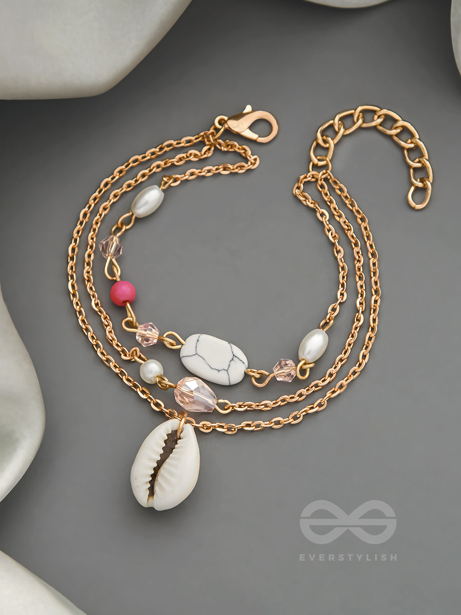 The Shell Galaxy- Golden Three Layered Bracelet