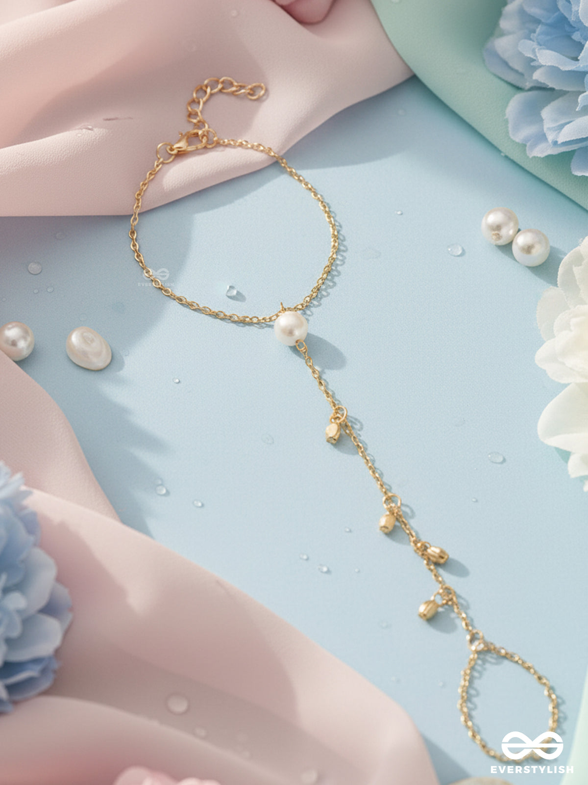 The String Of Luck- Golden Pearl Hand Harness Bracelet