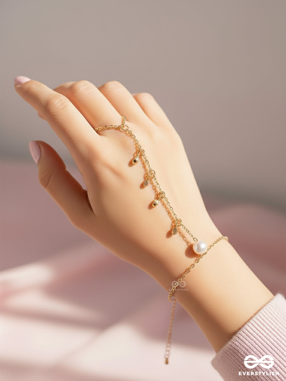The String Of Luck- Golden Pearl Hand Harness Bracelet